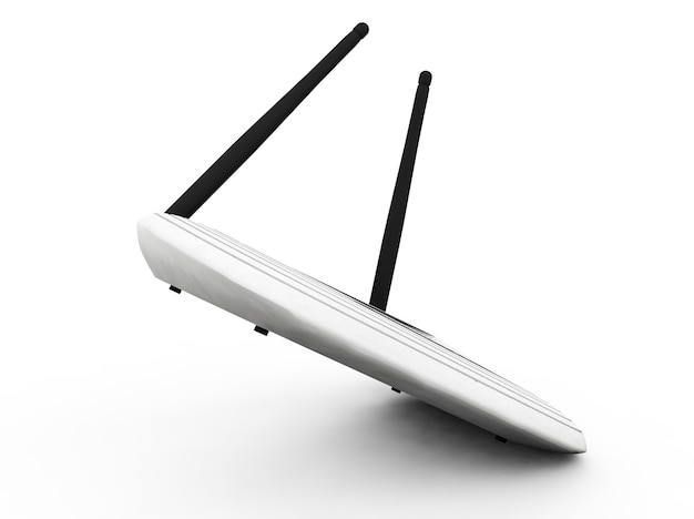 Foto een modemrouter met twee antennes voor draadloos netwerk (3d render)