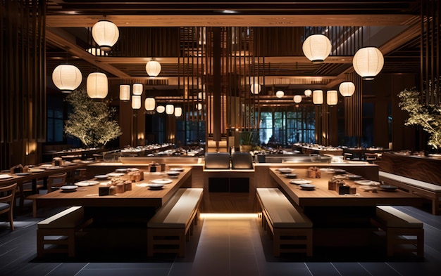 Een modern houten sushi bar ontwerp conceptxA