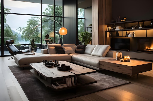 Een modern interieur uiterlijk wordt gekenmerkt door schone lijnen minimalisme