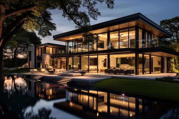Een modern minimalistisch mooi huis gegenereerd door Ai