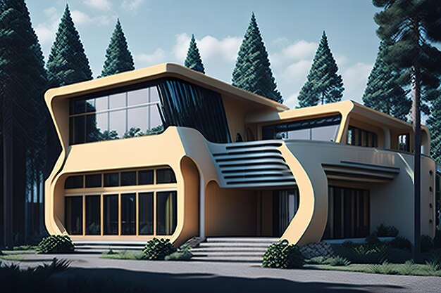 Foto een modern model van een huis ontworpen door futuristische generatieve ai