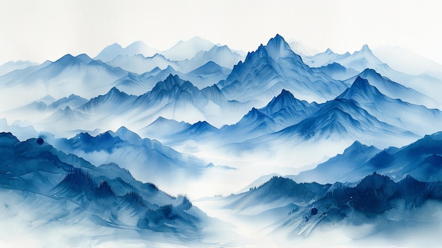 Een moderne aquarel van bergen