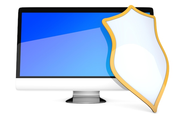 Foto een moderne beschermde en afgeschermde alles in één computer.