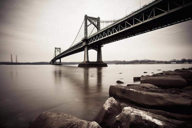 Een moderne brug over het water AI gegenereerd