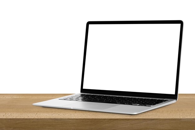 een moderne laptop die op het bureau is geïsoleerd