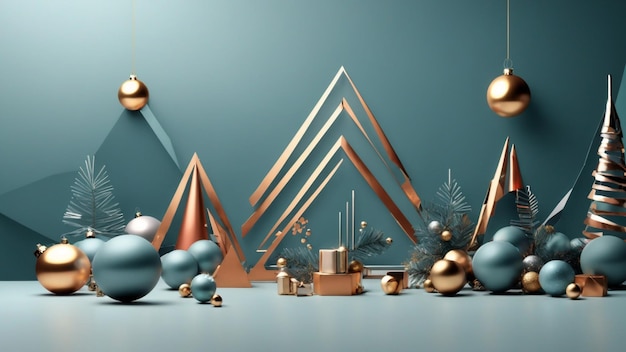 Een moderne mooie minimalistische kerstgeometrie vormt de achtergrond