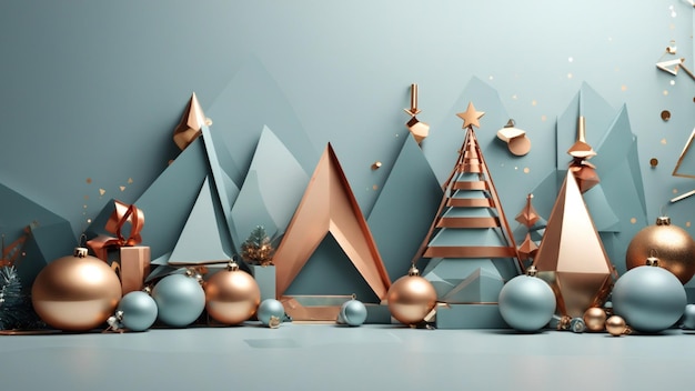 Foto een moderne mooie minimalistische kerstgeometrie vormt de achtergrond