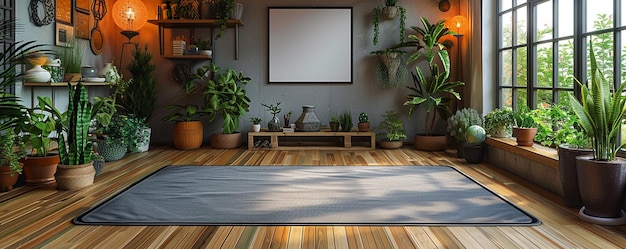 Een moderne slimme yoga mat met een lege witte achtergrond