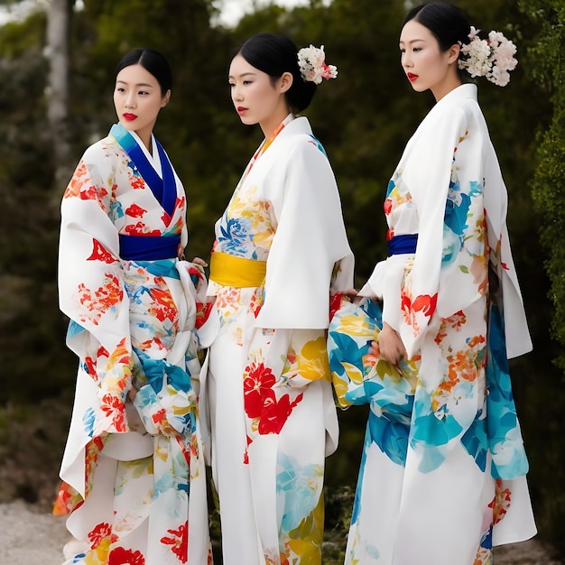 Een moderne versie van de klassieke Japanse kimono die vrouwen dragen