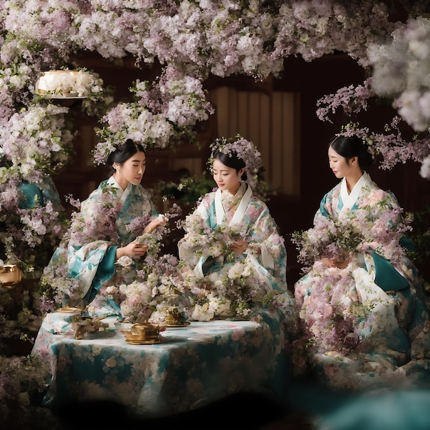 Een moderne versie van de klassieke Japanse kimono die vrouwen dragen