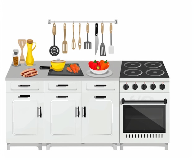 Een moderne witte microgolfoond en oven