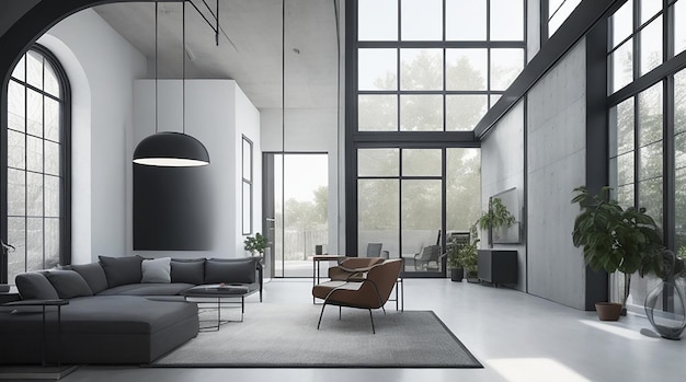 Een modernistische huishalkamer met een strakke, minimalistische inrichting en een vleugje industriële chic