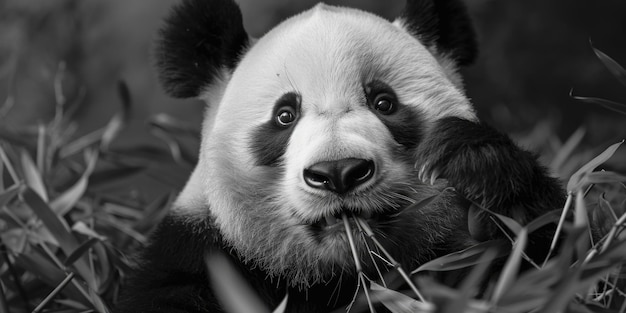 Foto een monochroom beeld van een panda-beer geschikt voor natuur- en wildconcepten