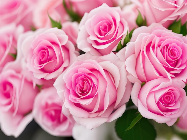 een mooi boeket roze rozen op een achtergrond Generatieve AI