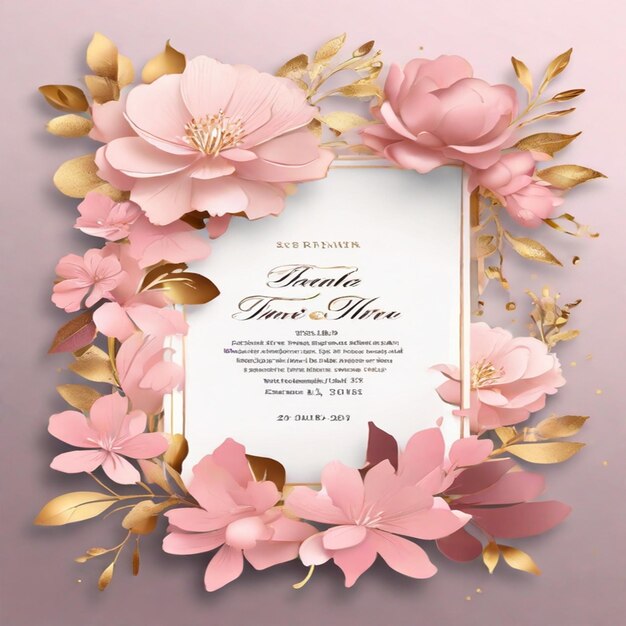 Een mooi en aantrekkelijk luxe huwelijksuitnodigingskaartontwerp met elegante bloemenachtergrond