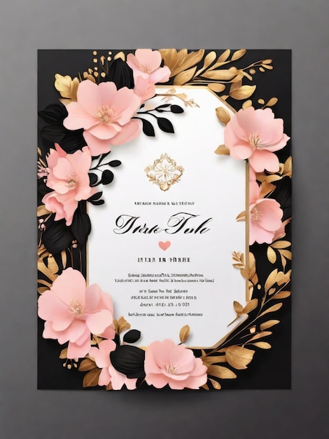 Foto een mooi en aantrekkelijk luxe huwelijksuitnodigingskaartontwerp met elegante bloemenachtergrond