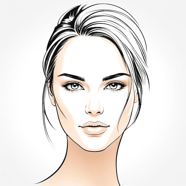 Een mooi meisje gezicht contour illustratie op witte achtergrond