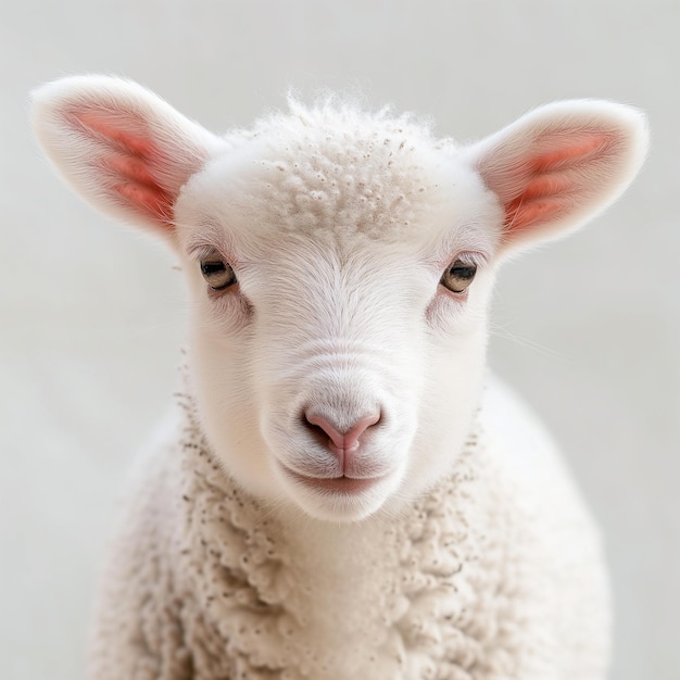 Een mooi schaapje, een klein lam, een close-up portret.