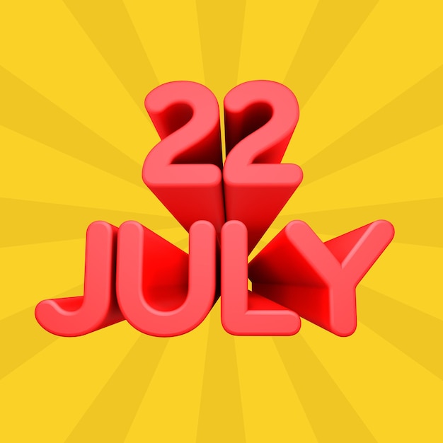 Foto een mooie 3d illustratie met juli-dag in gradiëntachtergrond