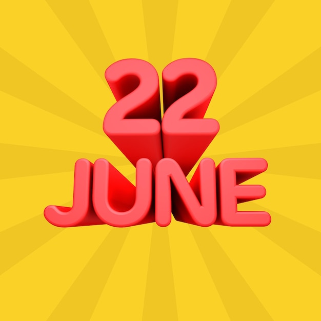 Een mooie 3d illustratie met juni-dagkalender op gradiëntachtergrond