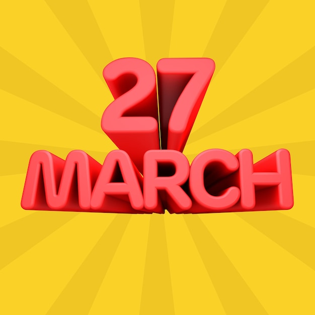 Een mooie 3d illustratie met maart-dagkalender op gradiëntachtergrond