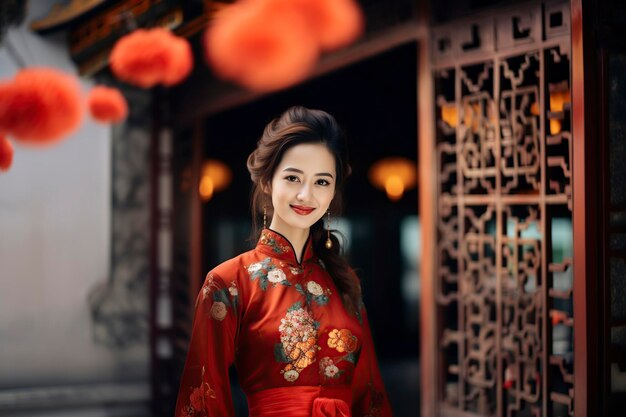 Een mooie Aziatische vrouw met een glimlach.