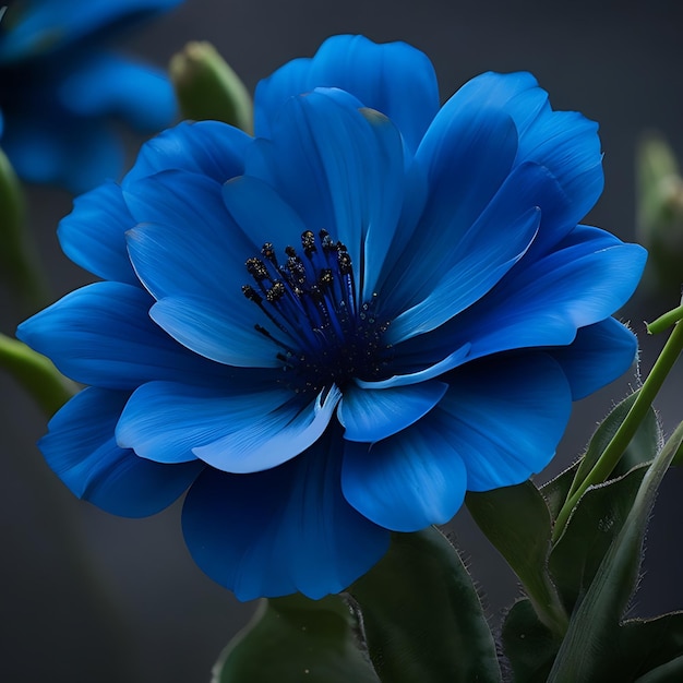Een mooie blauwe bloem.