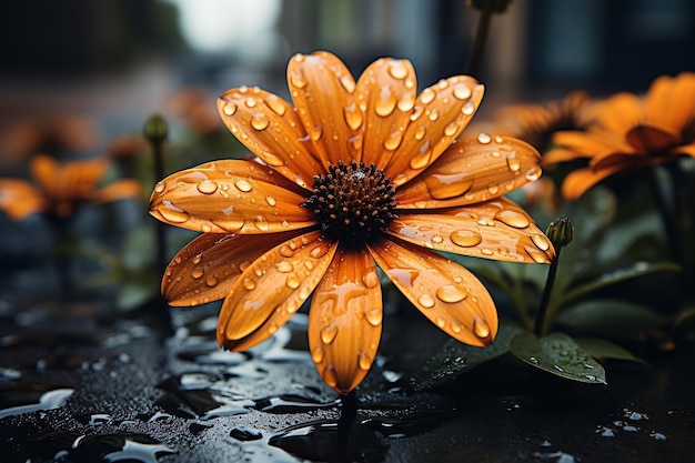 Een mooie bloem in de regen