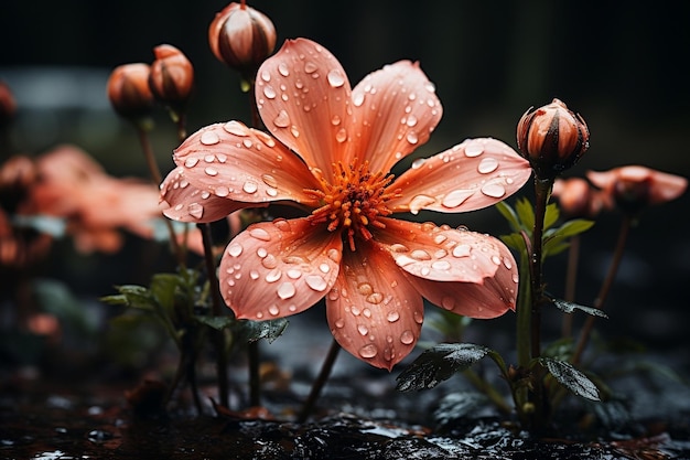 Een mooie bloem in de regen