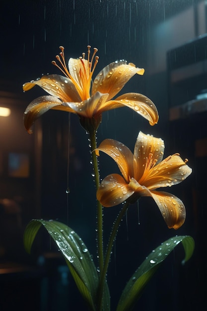 Een mooie bloem in de regen.