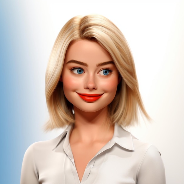 een mooie blonde vrouw in 3D-stijl met lichte ogen