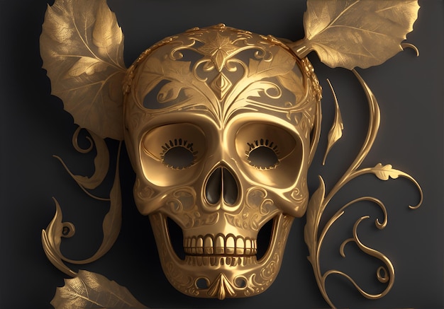 Een mooie en elegante gouden schedel