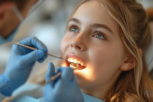 Foto een mooie glimlach en gezonde tanden concept van een tandheelkundige praktijk gegenereerd door ai