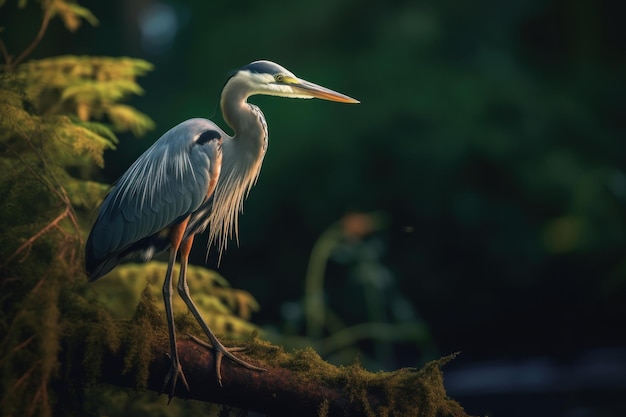 Een mooie grijze reiger klaar om te vliegen