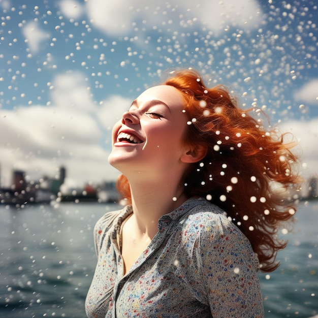 Een mooie jonge vrouw die van de zee geniet in de winter een mooie jonge vrouw Die van de zee genieten in de winter