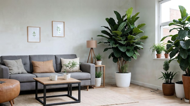 een mooie moderne woonkamer met planten
