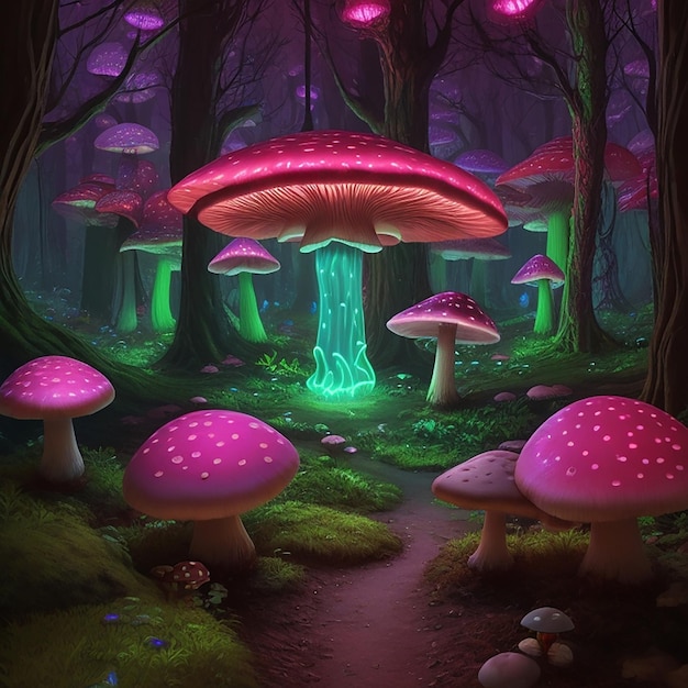 Een mooie natuurlijke paddenstoel generatieve AI