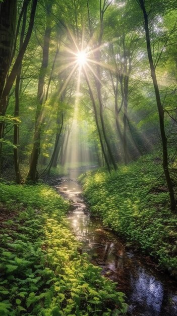 Foto een mooie ochtend in het bos.