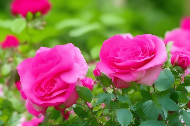 Een mooie roze bloemen buiten Rozen in de tuin Natuur achtergrond