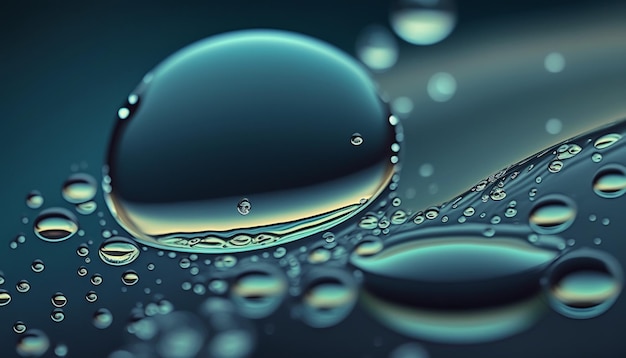 Een mooie transparante vloeistof met vloeiende bubbels Generatieve AI
