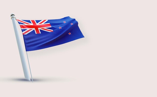 Een mooie vlag voor Nieuw-Zeeland op een witte achtergrond 3D-rendering