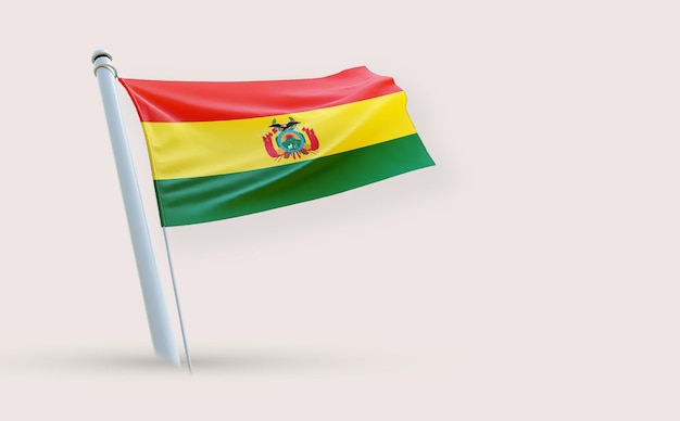 Een mooie volle vlag voor Bolivia op een witte achtergrond 3D-rendering
