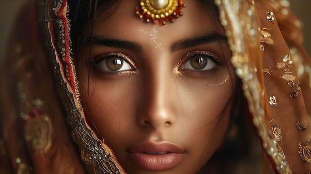 Een mooie vrouw in een Indiase sari.