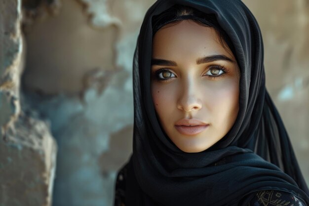 Een mooie vrouw uit het Midden-Oosten die een abaya draagt.