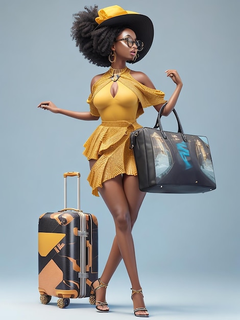 Een mooie zwarte vrouw gaat op reis