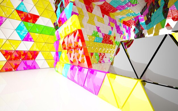 Een muur met kleurrijke kubussen en een bord met de tekst "kubussen".