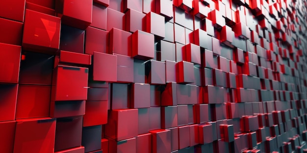 Een muur van rode en zwarte blokken op achtergrond