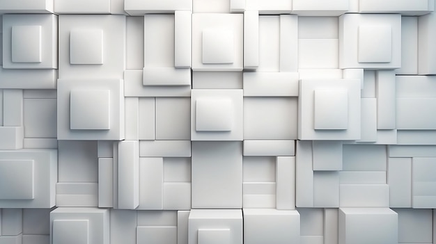 Een muur van witte vierkanten met 3D-effect van kubussen
