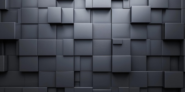 Een muur van zwarte kubussen met een grijze achtergrond