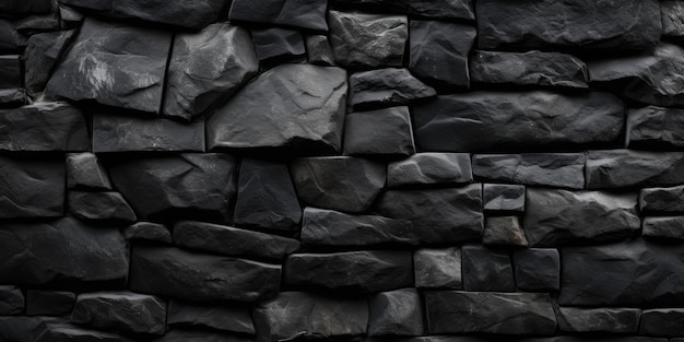 Een muur van zwarte stenen met het woord steen erop